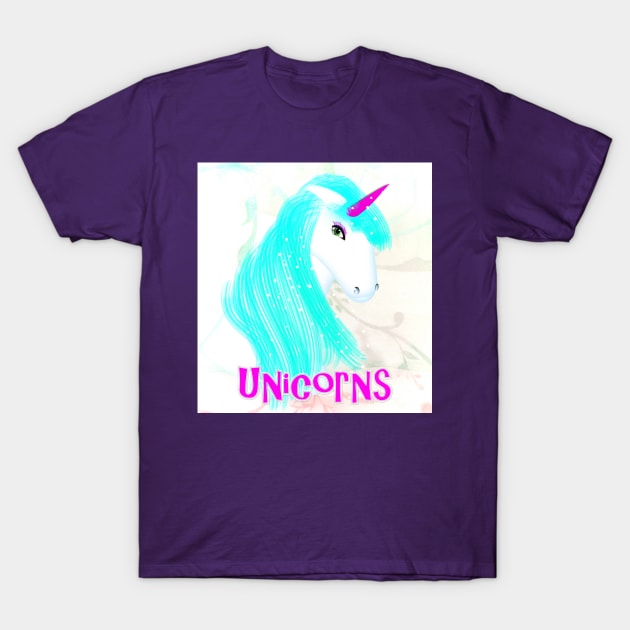 Unicorn Fantasy Mythical Creatures Cute Girly Graphic T-Shirt by Flissitations